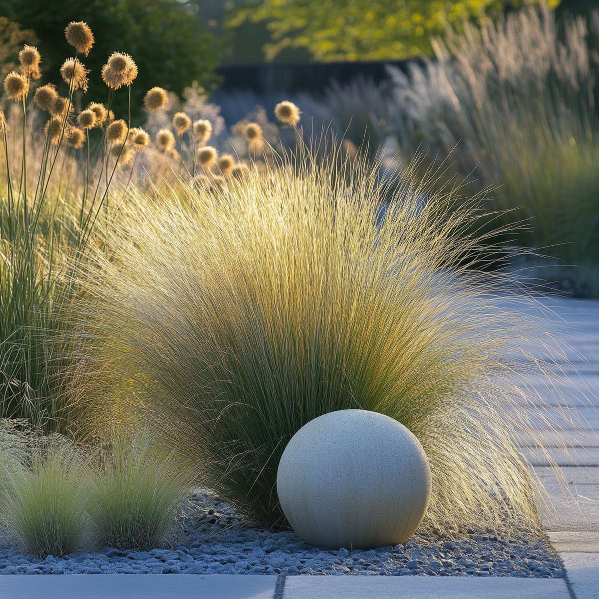 Ornamental Grasses Fjädergräs - Set Om 6 - Stipa, Festuca, Carex - Höjd 15-25Cm - ⌀10,5Cm