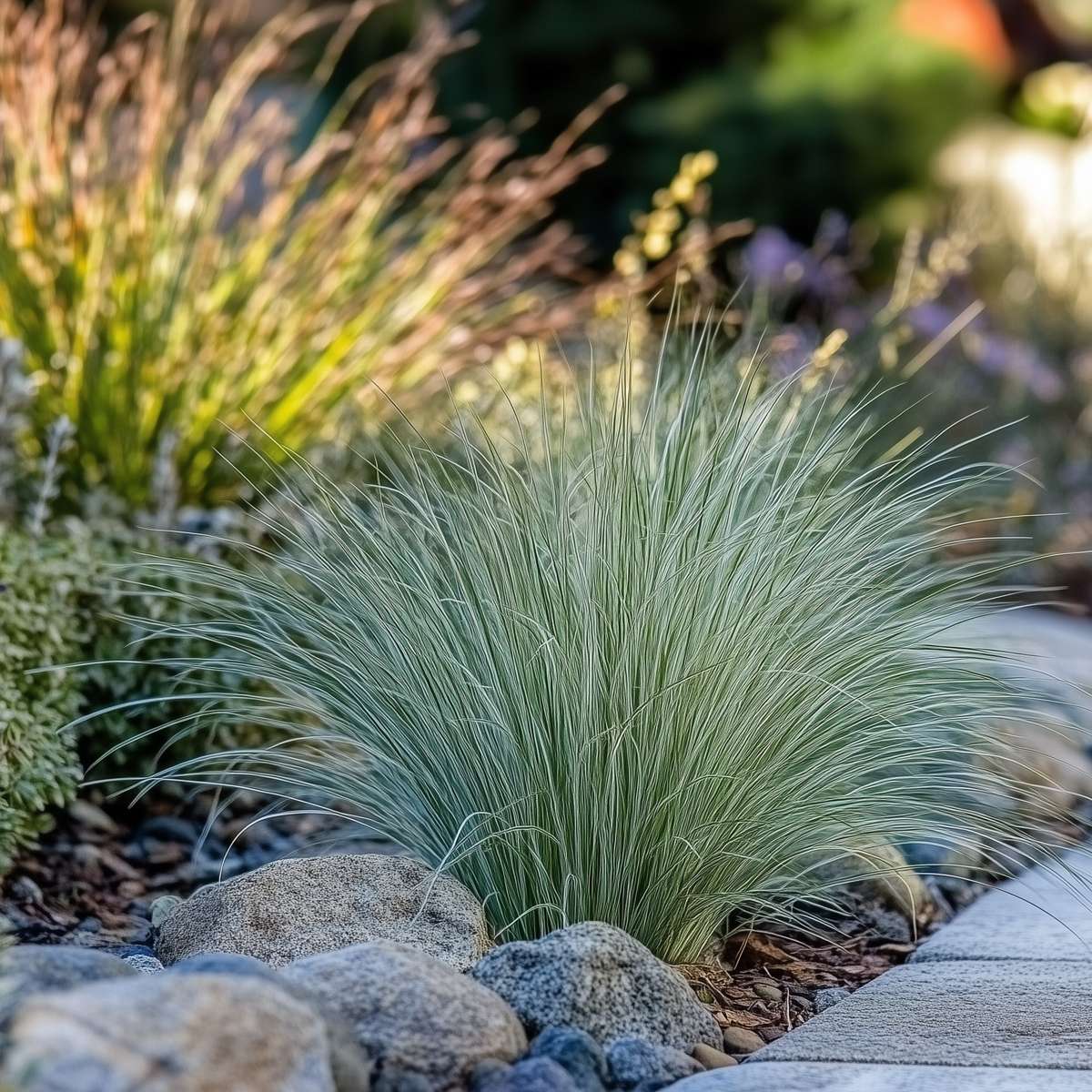Ornamental Grasses Fjädergräs - Set Om 6 - Stipa, Festuca, Carex - Höjd 15-25Cm - ⌀10,5Cm