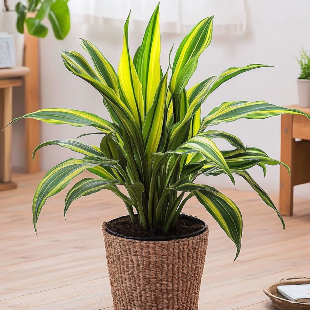 Dracaena Banddracena - Dracaena Fragrans 'Charley' - Höjd 100-110Cm - ⌀24Cm