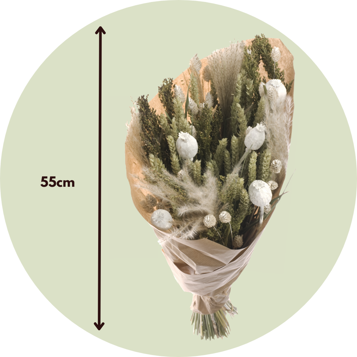 Dried Flowers Bukett 'Stor Bodhi' - Torr Blombukett - Höjd 55 Cm