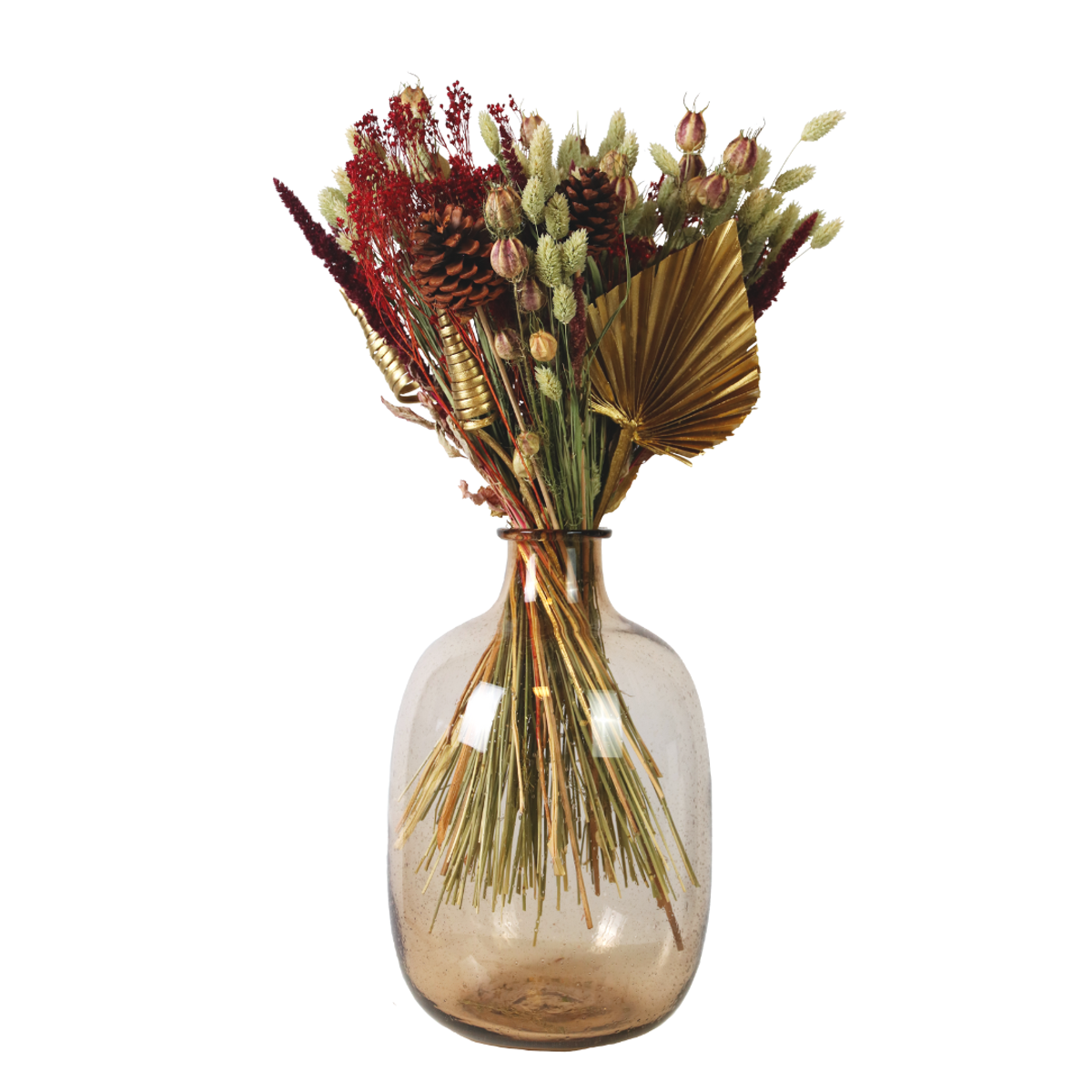 Dried Flowers Bukett 'Stor Klassisk Röd' - Bukett Torkade Blommor - Röd - Höjd 50 Cm