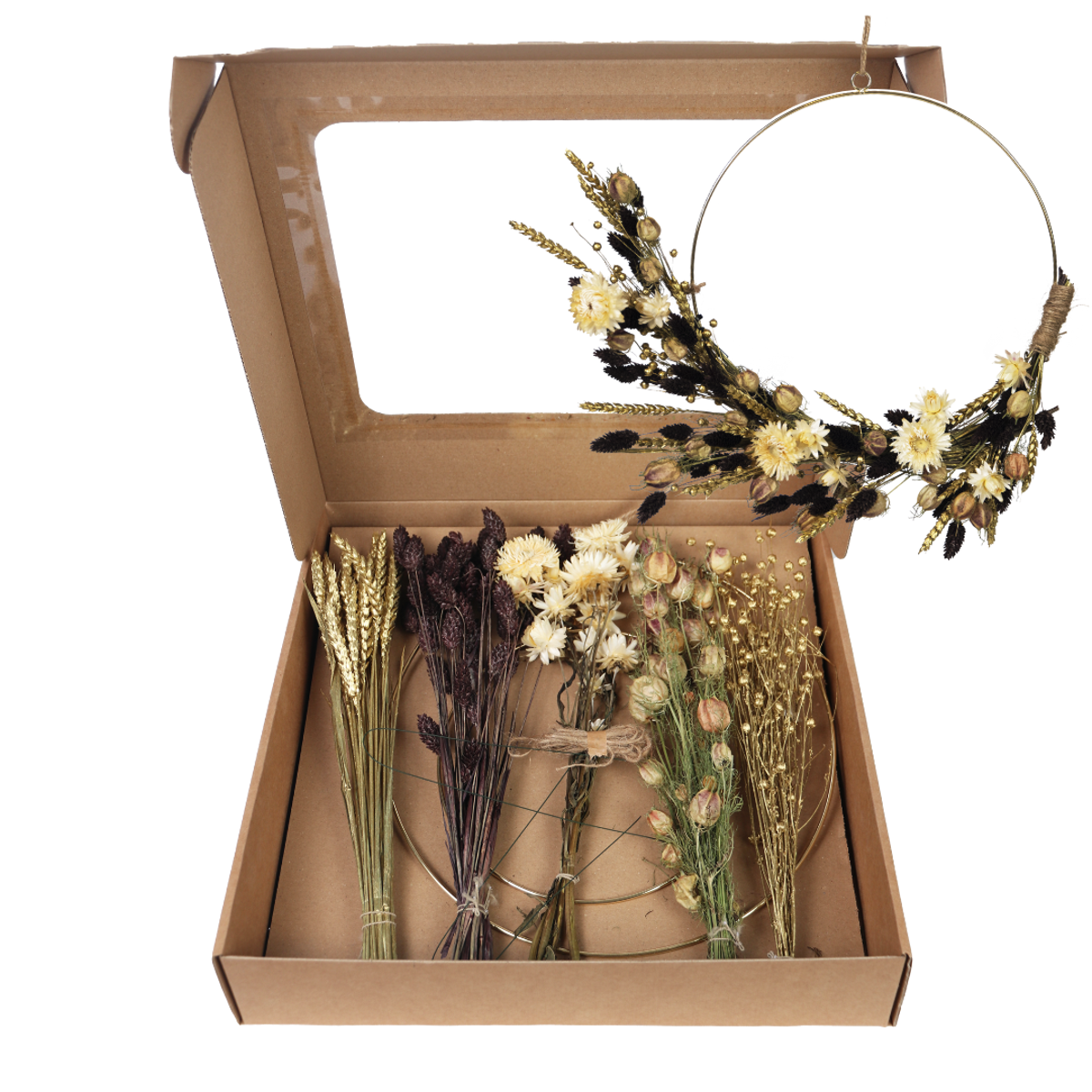 Dried Flowers Diy Dekorativ Krans - Kreativ - Gör Den Själv - Brun/Guld