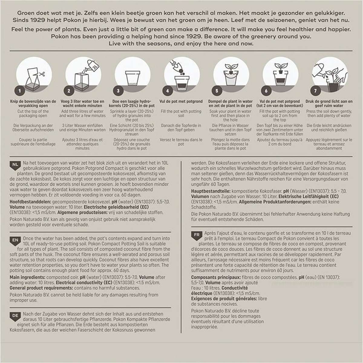 Potting Soil Pokon Krukjord Kompakt - Kokosjord - Inomhus Och Utomhus - 10 Liter