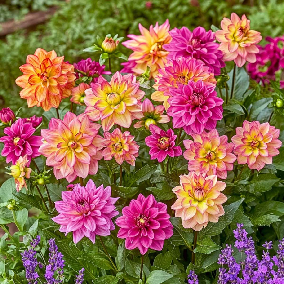 Dahlialökar - Set Om 6 - Dahlia 'Pacific Mix' - Blomlökar - Flerfärgad