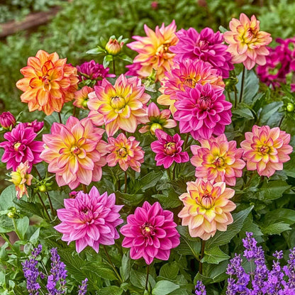 Dahlialökar - Set Om 6 - Dahlia 'Pacific Mix' - Blomlökar - Flerfärgad