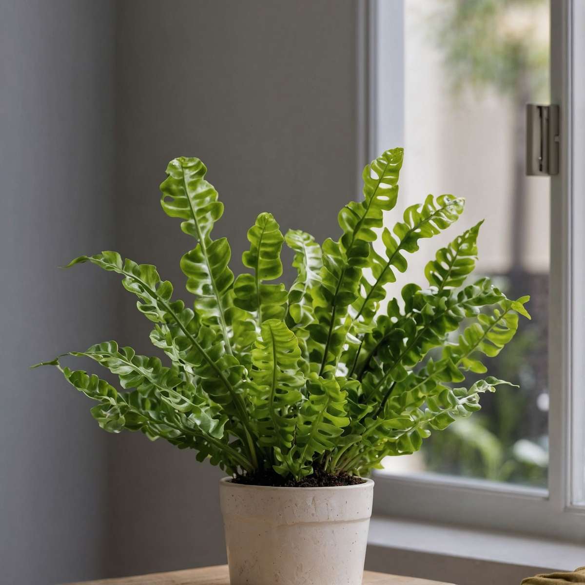Ferns Fågelbobräken - Asplenium Nidus 'Crispy Wave' - Höjd 40-50Cm - ⌀17Cm