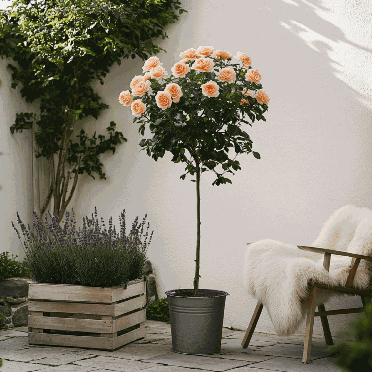 Roses Ros På Stam - Set Om 2 - Rosa Palace 'Catherine' - Höjd 80-100Cm - ⌀19Cm