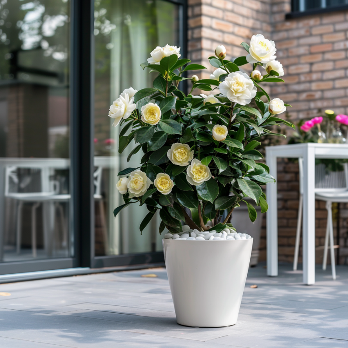 Roses Japansk Ros - Set Om 2 - Camellia Japonica 'Brush Field' - Höjd 50-60Cm - ⌀15Cm