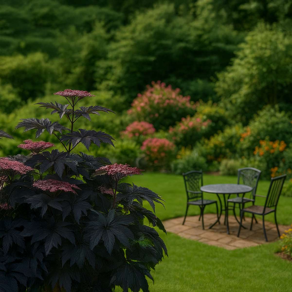 Other Shrubs Purpurfläder - Set Om 4 - Sambucus Nigra 'Black Lace' - Höjd 25-40Cm - ⌀17Cm