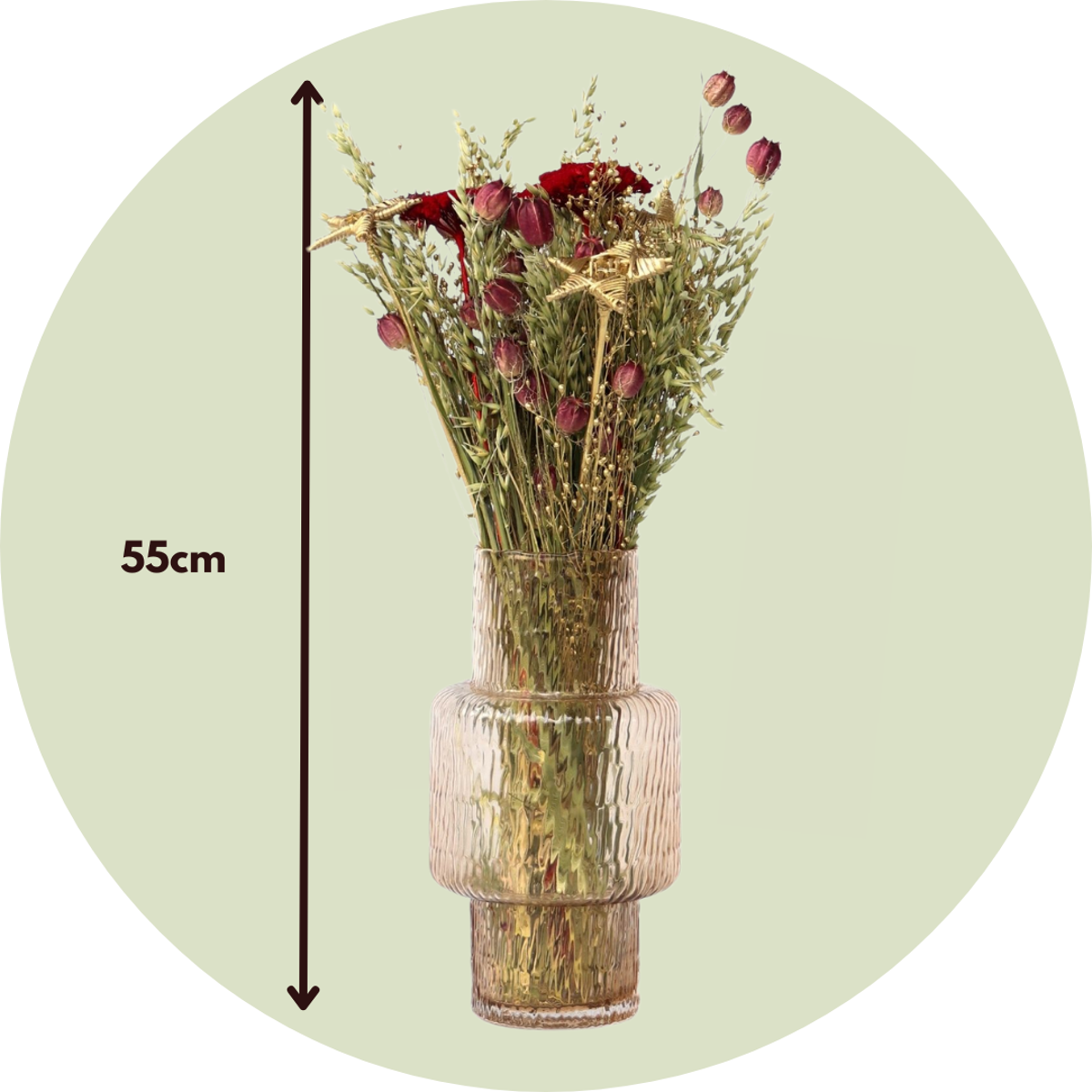 Dried Flowers Bukett 'Trendy Lumi' - Torkade Blommor - Höjd 55Cm