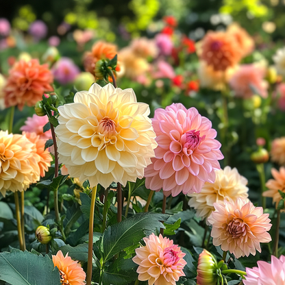 Dahlialökar - Sæt Om 3 - Dahlia 'Waterlily Mix' - Blomlökar