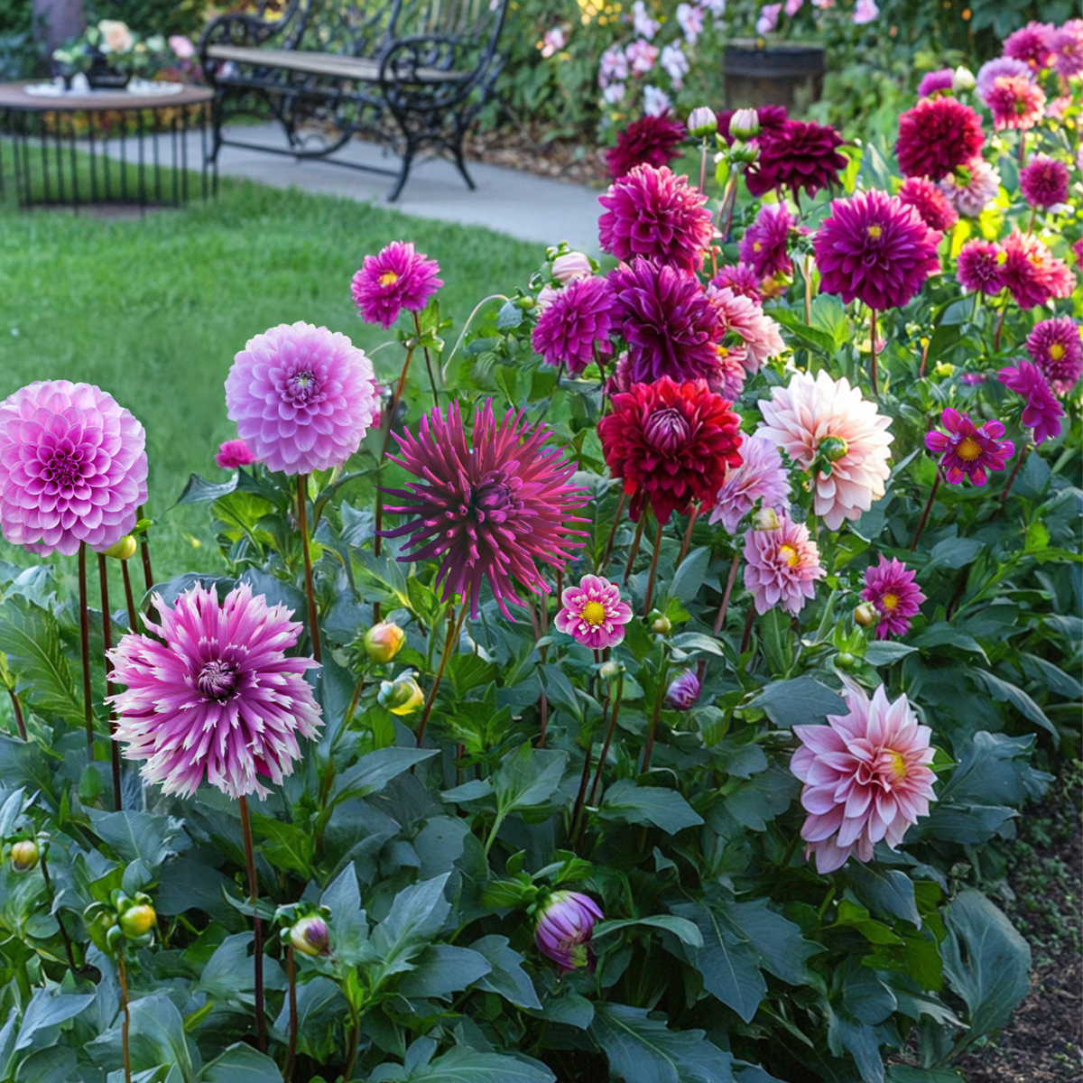 Dahlialökar - Sæt Om 4 - Dahlia 'Purple Love' - Blomlökar