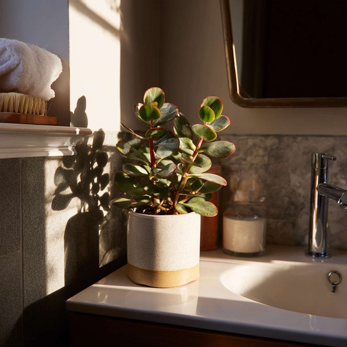 Succulents Paradisträd - 2-Pack - Crassula Ovata 'Sunset' - Höjd 15-20Cm - ⌀12Cm